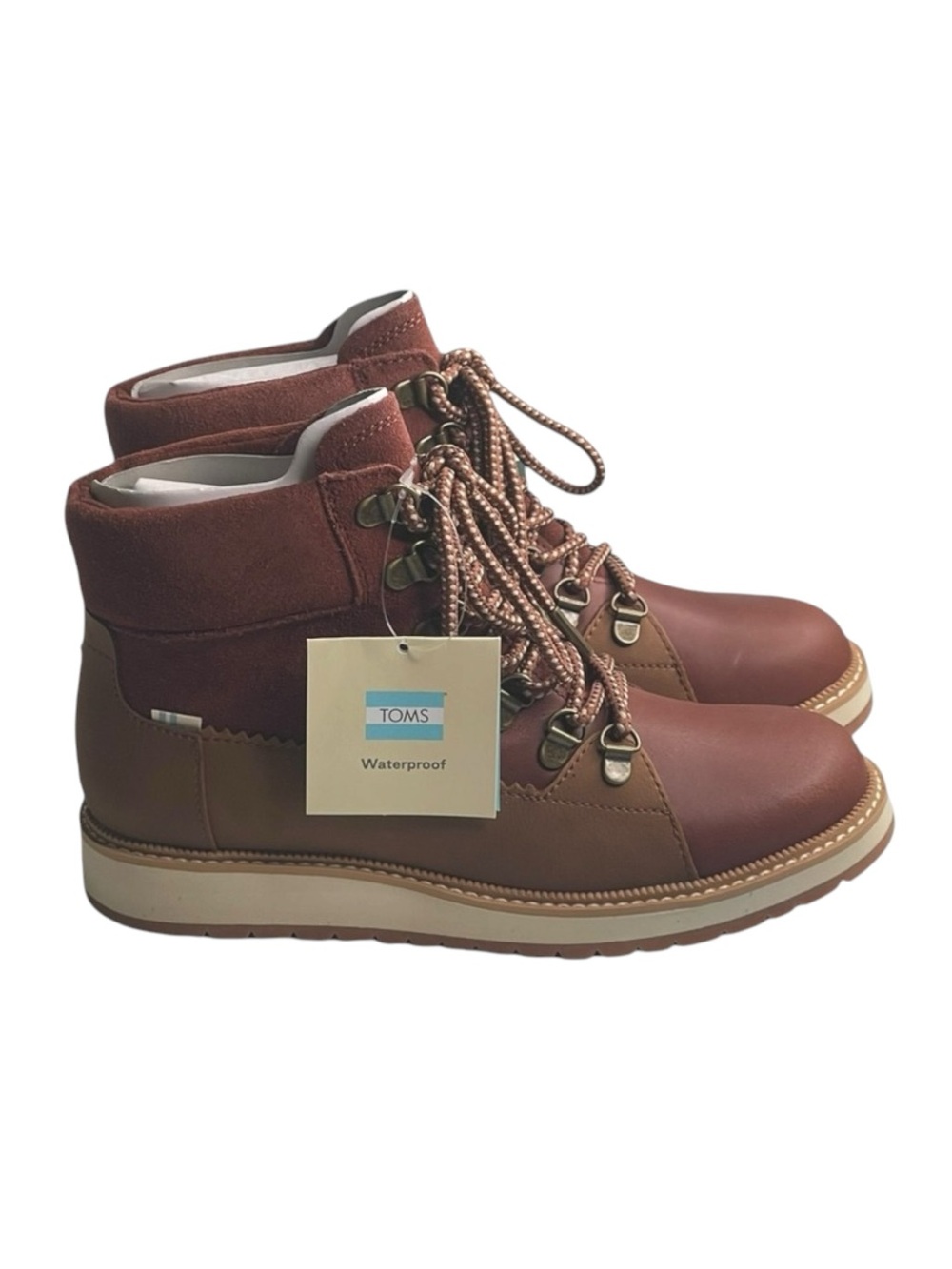 new Toms ☀︎︎ Mesa Waterproof Leather Bootie ☀︎︎ Hiking Boot ☀︎︎ Penny Brown ☀︎ - Picture 4 of 16